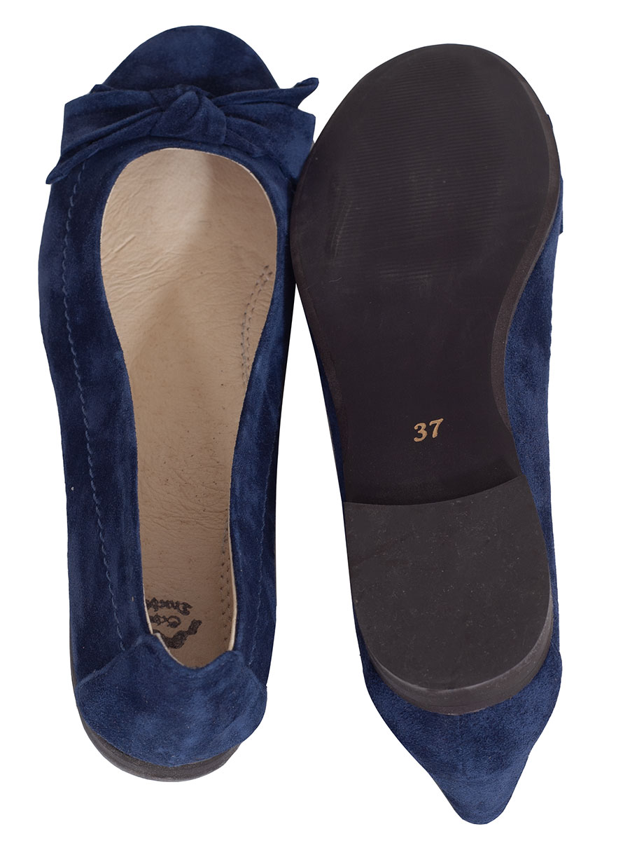 Schuhmanufaktur Gautsche, Ballerina, marine, Samtziege, Schleife #3