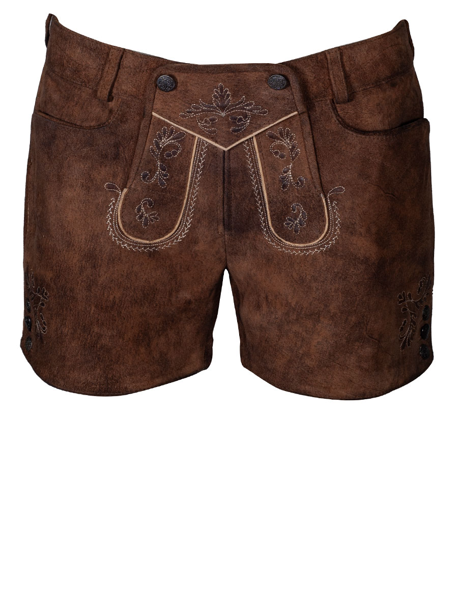 Spieth & Wensky kurze Lederhose Perga, Damen, Ziegenvelour, mandel #1