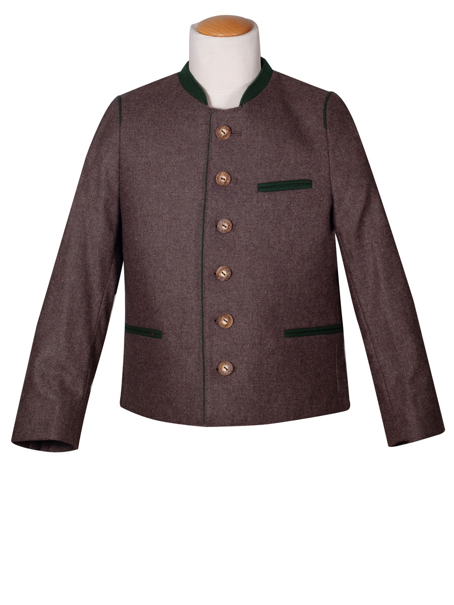 Kinder Lodenjanker Burschen, hellbraun, grünes Paspol #1