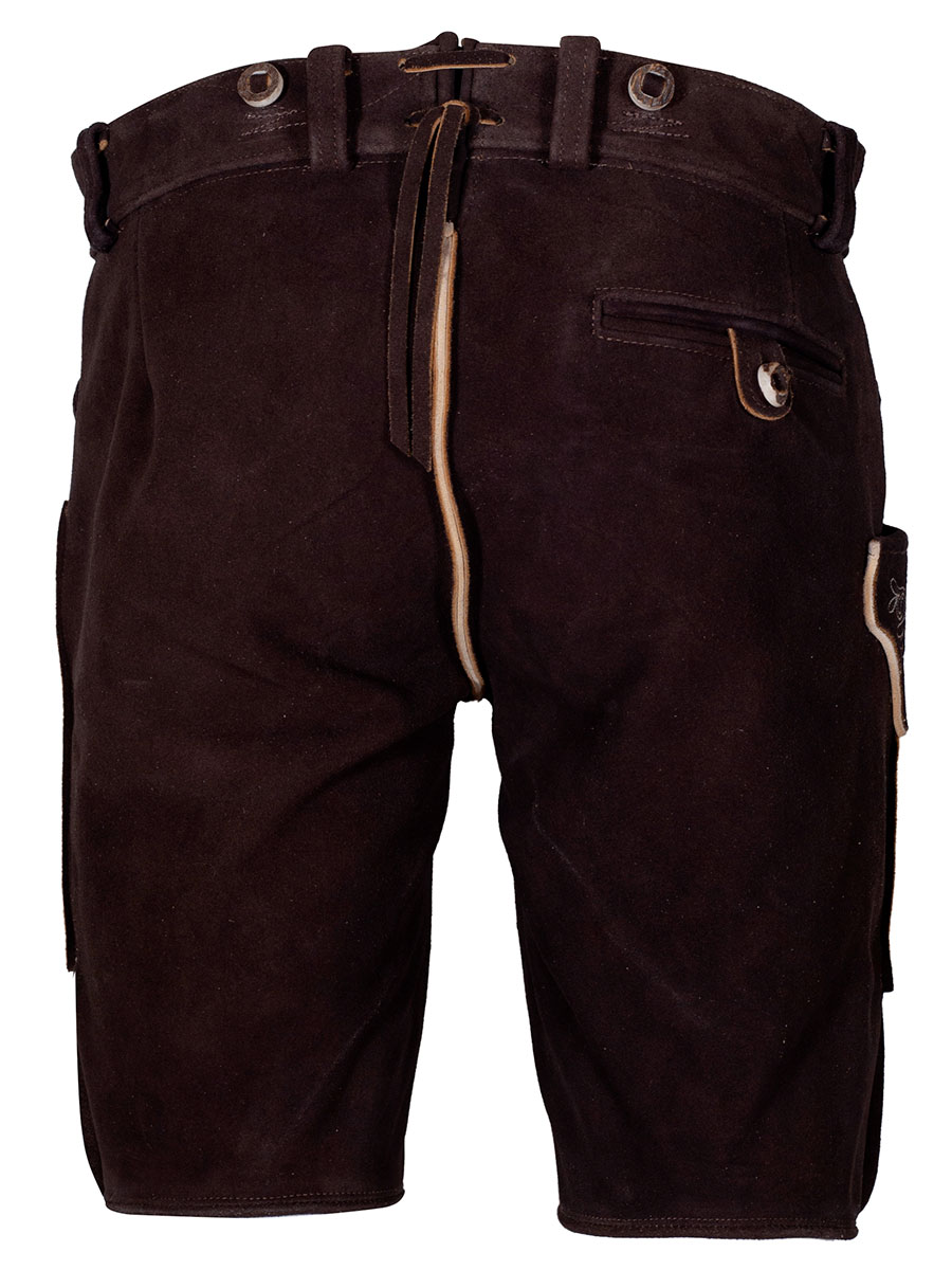 hausg'macht kurze Lederhose Appenzell, braun, Hirsch, sämina, heller Stick #3