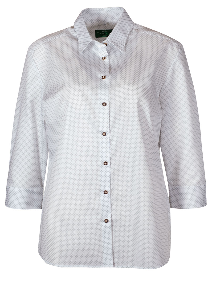 Gloriette Damenbluse, weiß-grau, 3/4-Arm #1