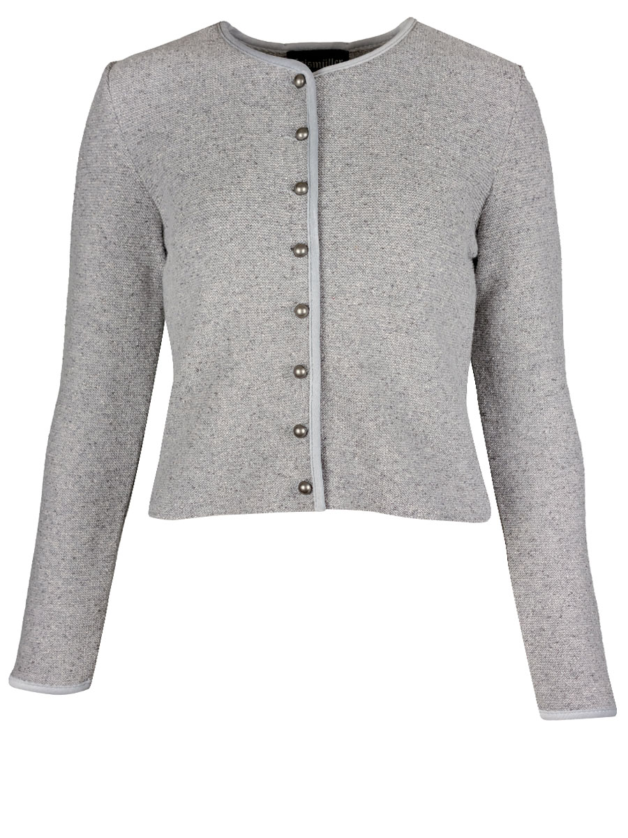 Astrifa Strickjacke Rehberg, silber, Samteinfassung silber #1