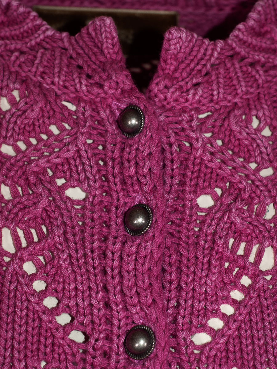 fei scho schee Strickjacke, pink, grobes Häkelmuster, kurz #3
