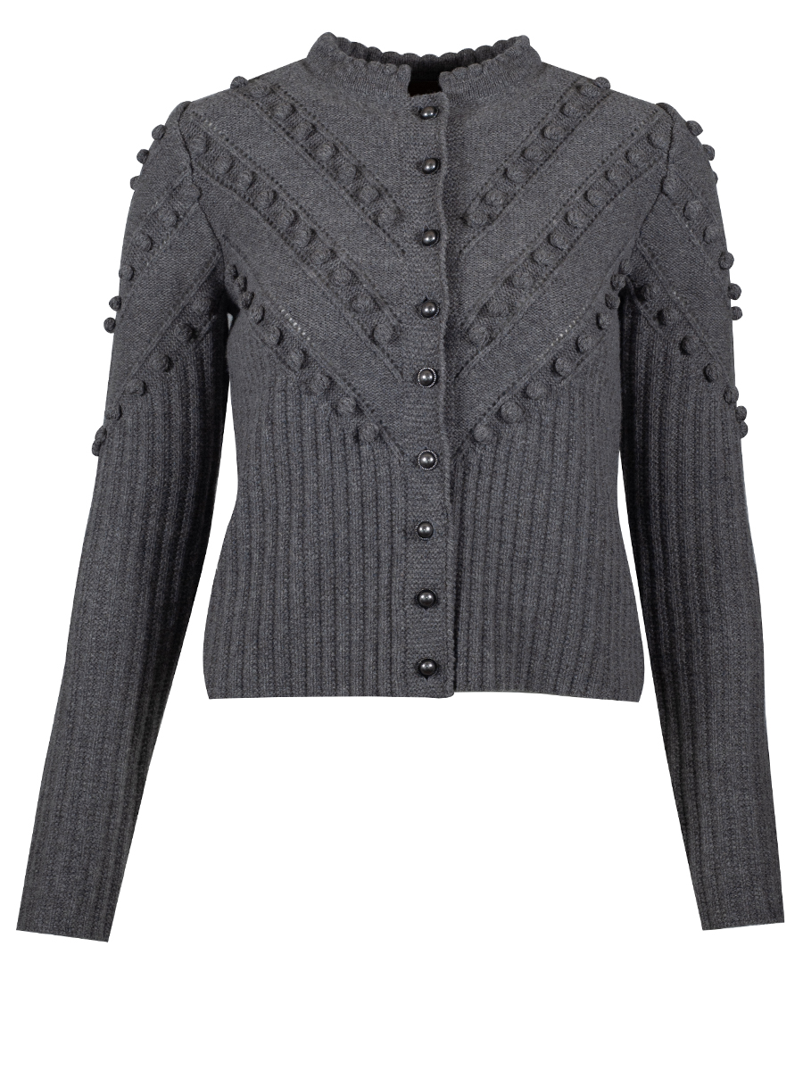 fei scho schee Damen Strickjacke midgrey, Noppenmuster #1