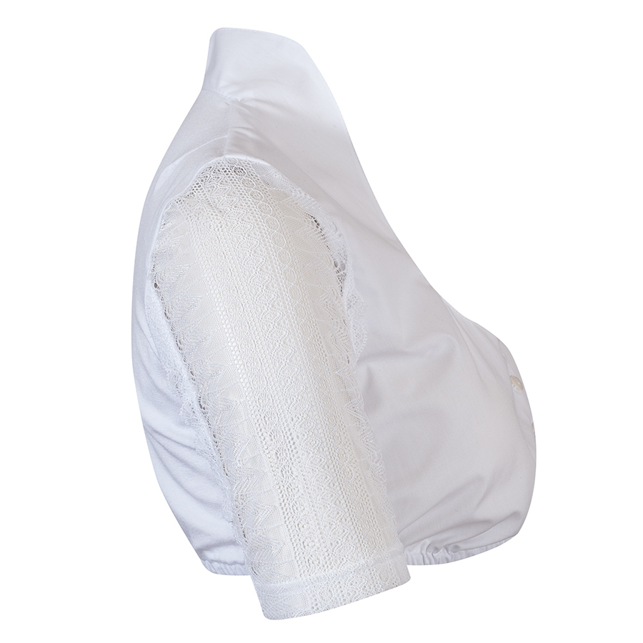 Wenger Dirndlbluse Florentine, Kelchkragen, weiß, Kurzarm, Spitzenarme #2