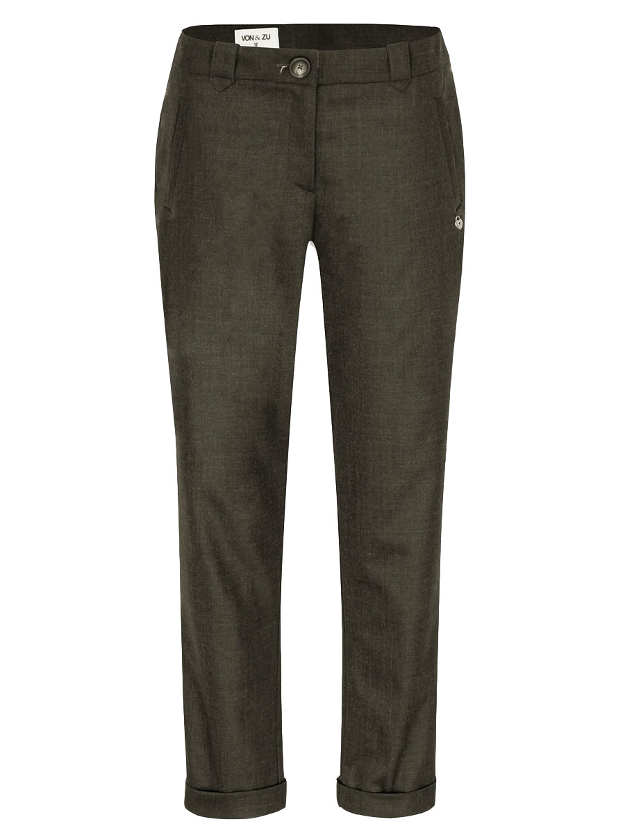 Von & Zu Flanellhose, gerade geschnitten, Chino-Schnitt, grün #1