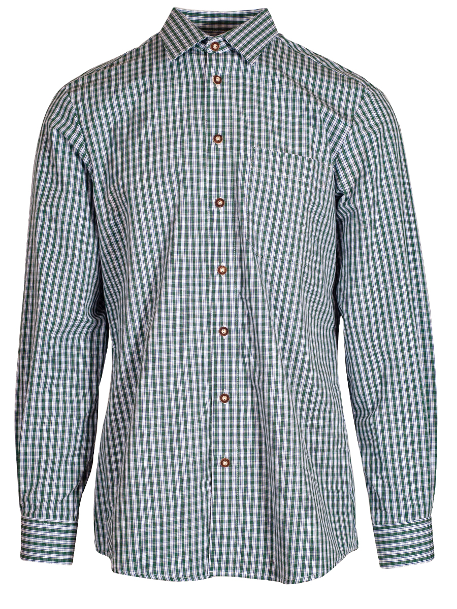 Arzberger Herrenhemd, grün-blau, kariert, Liegekragen, durchgeknöpft, Slim #1