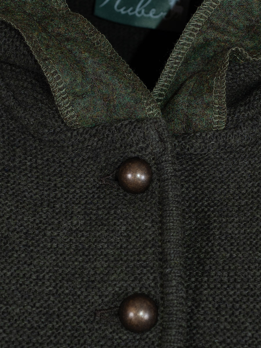 hausg'macht Kapuzen-Strickjacke Heike, lodengrün, Rüschenborte #2