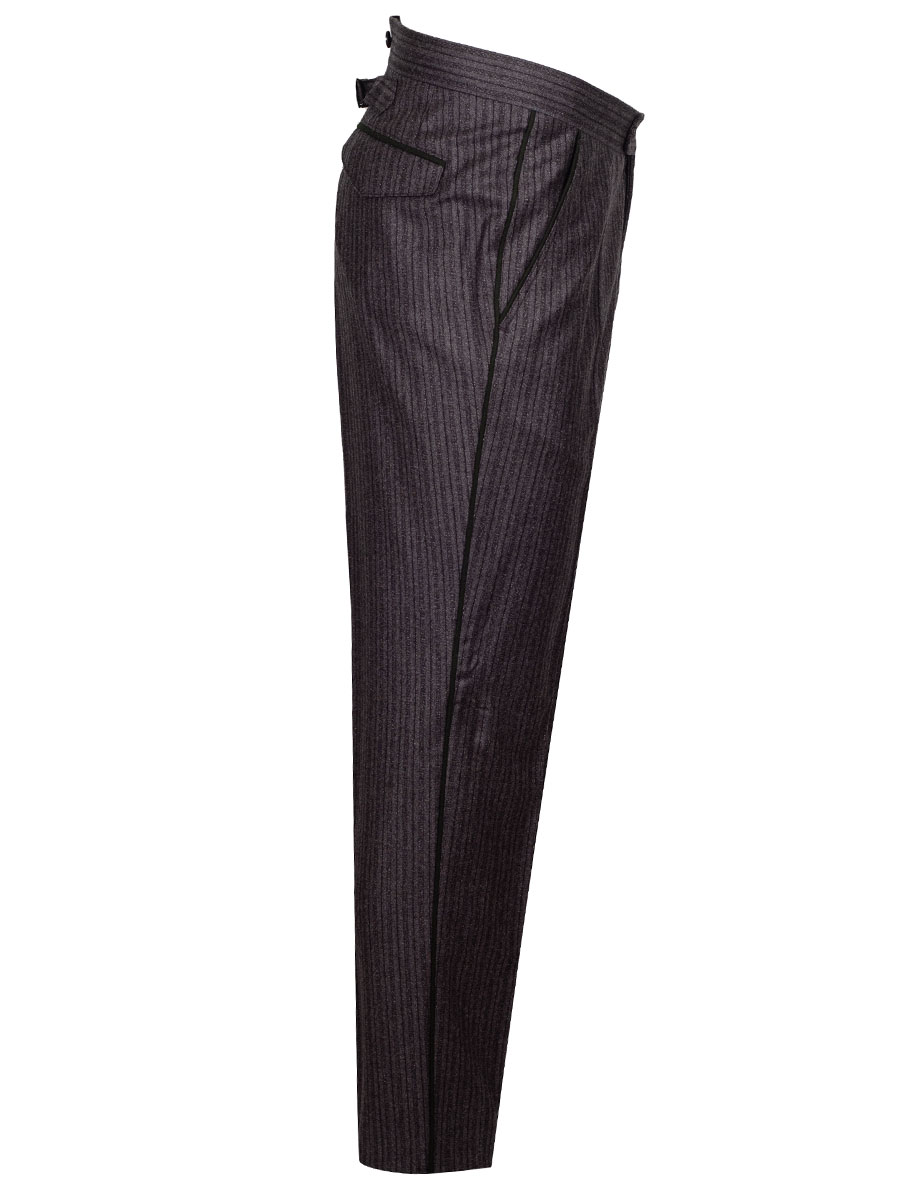 Viererspitz Stresemannhose Jakob, anthrazit, seitlich grünes Paspol #2