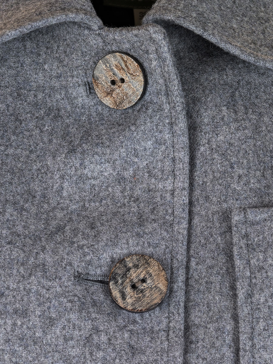 Huber Walkjacke Nikka, steingrau, große Knöpfe #3