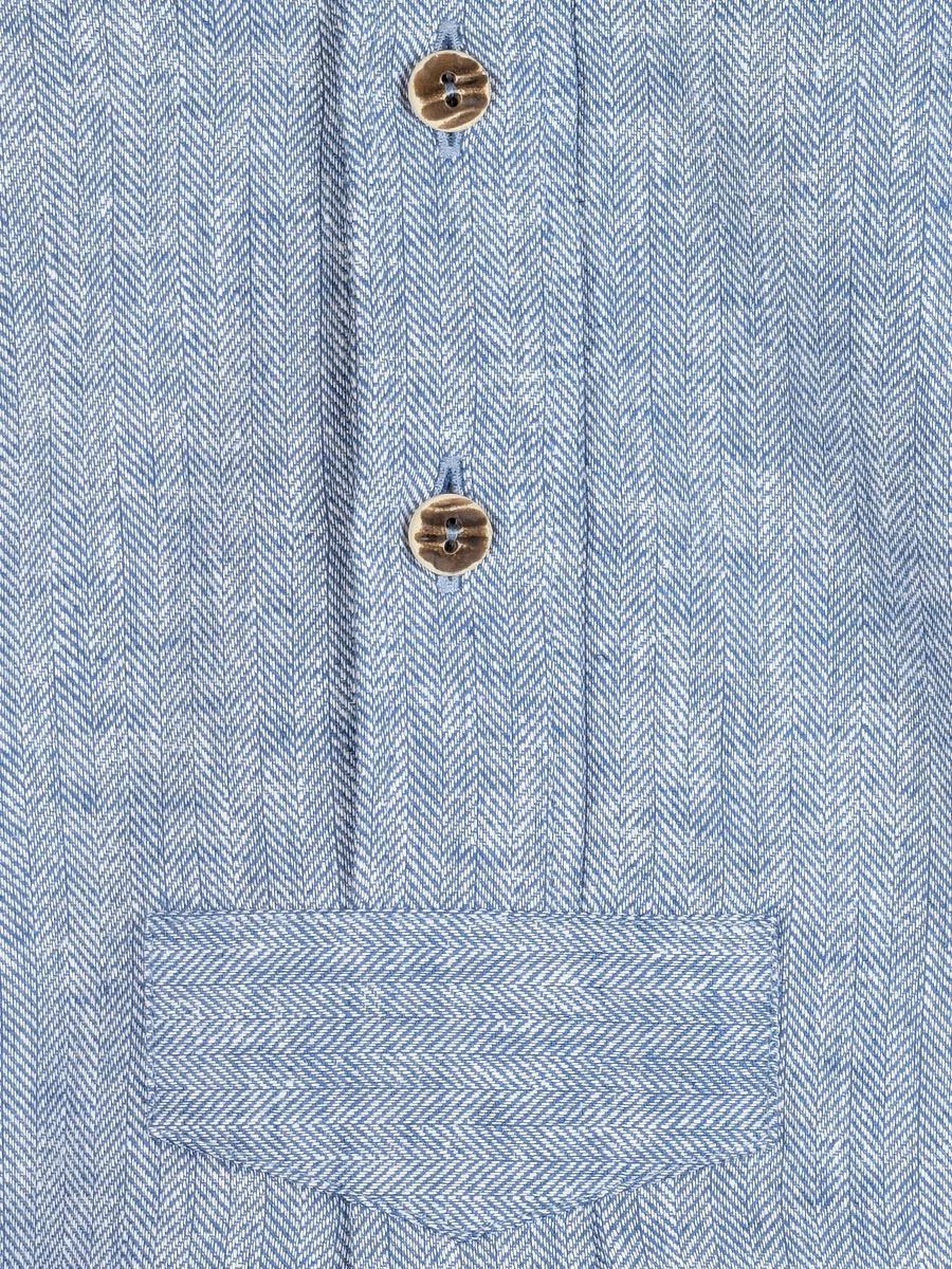 Arzberger Leinenhemd, blau, gestreift, Liegekragen, Pfoad #4