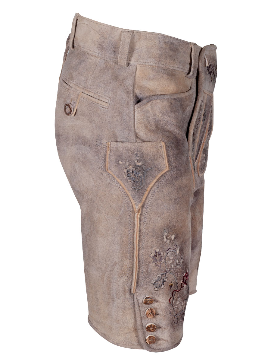 Kurze Lederhose Plankenstein, FC Bayern Edition, bailey, grau-bordeauxroter Stick, Widlbock #2
