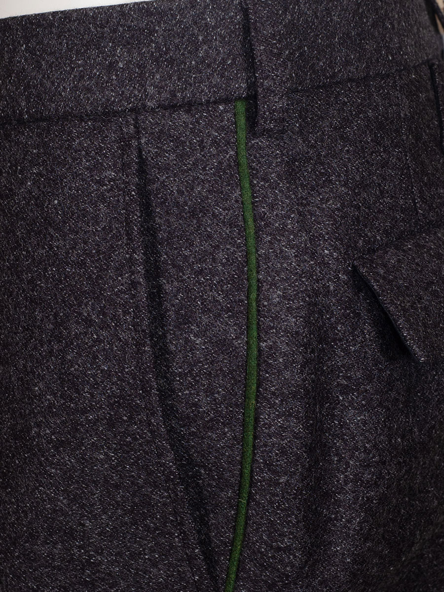 hausg'macht Lodenhose Wastl, anthrazit, mit grünem Paspol, elegant #2