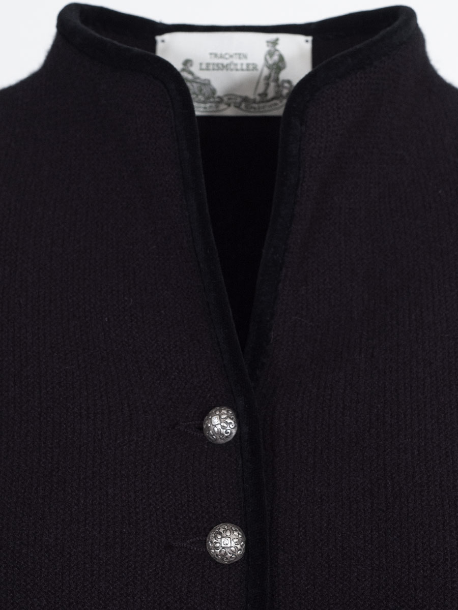Astrifa Strickjacke Bairach, schwarz mit Samteinfassung, Kelchkragen, elegant #4