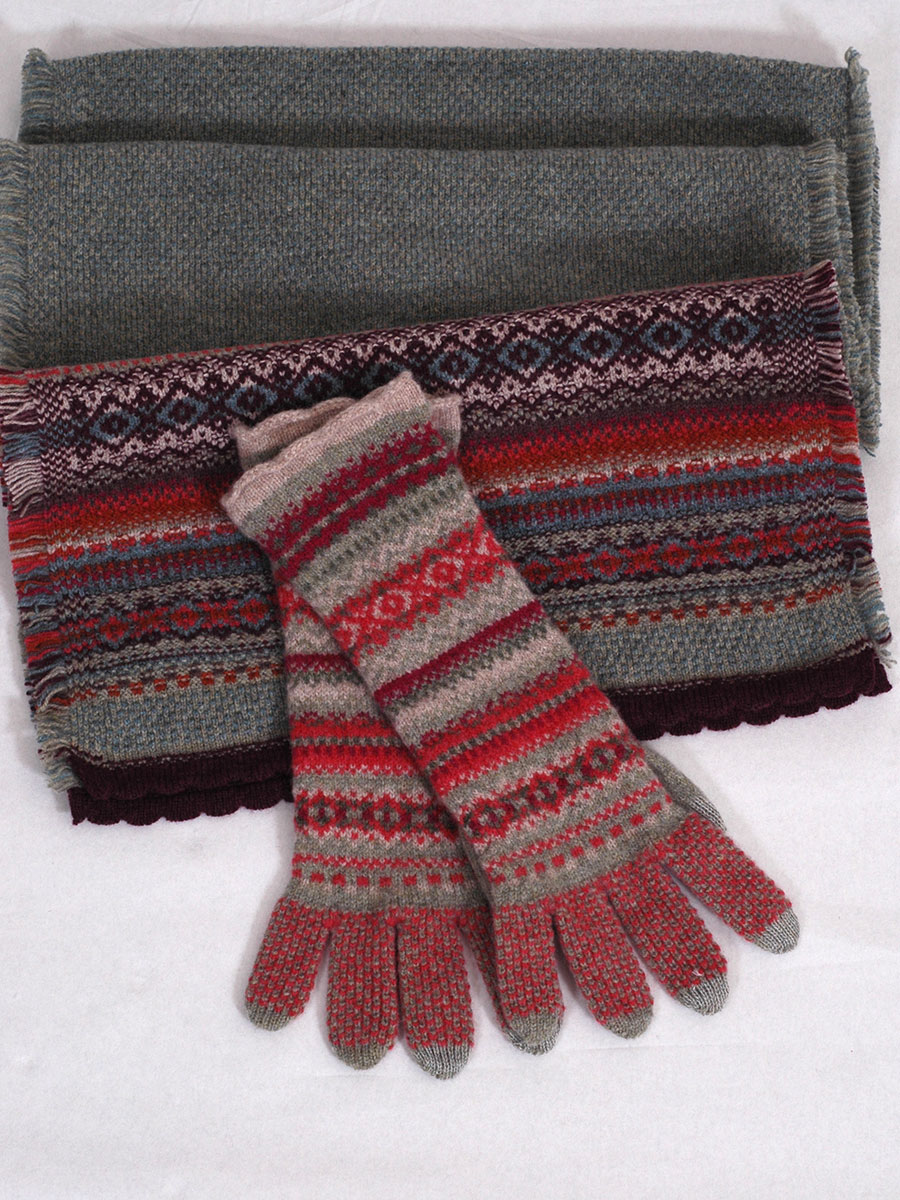 Eribè Knitwear Glove Alpine, Strickhandschuhe,old Rose, rot-grau #4