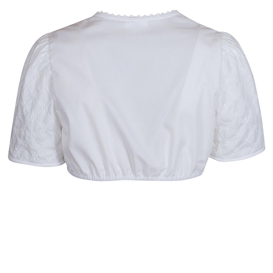 Waldorff Dirndlbluse weiß, Kurzarn, bestickte Arme #2