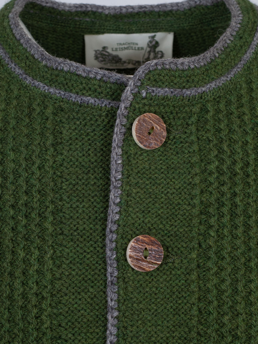 Strickjacke Dominik, grün, graue Einfassung #4