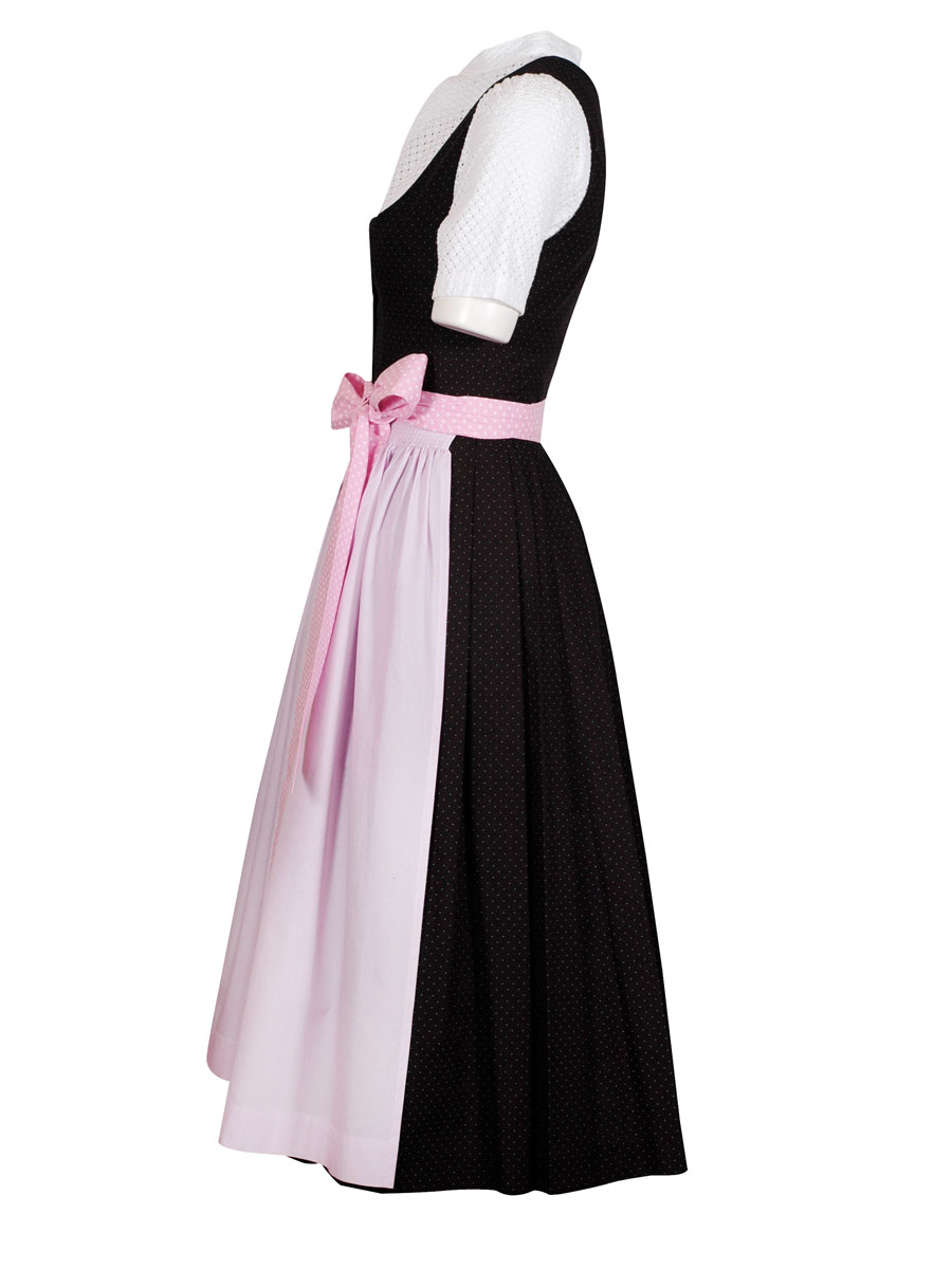 hausg'macht Dirndl Pillersee, schwarz, gemustert, rosa Schürze, 80cm #3