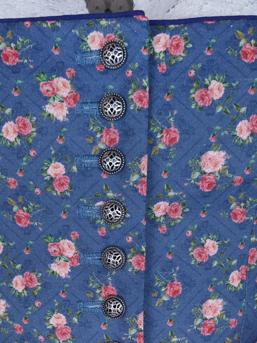 Berwin & Wolff Dirndl, blau, Rosenmuster, 70lg #5