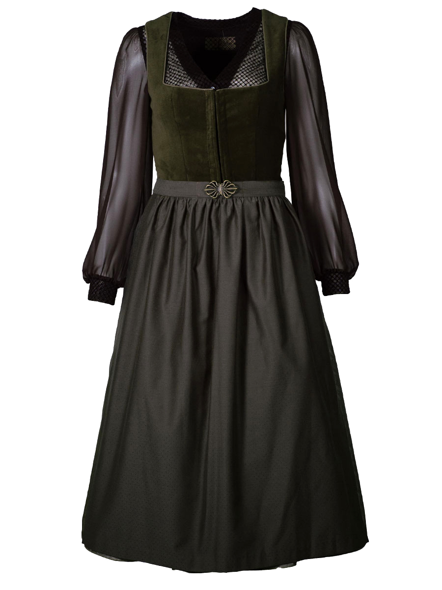 KINGA MATHE Dirndl Lumi, oliv, Samtmieder, 80lg #1
