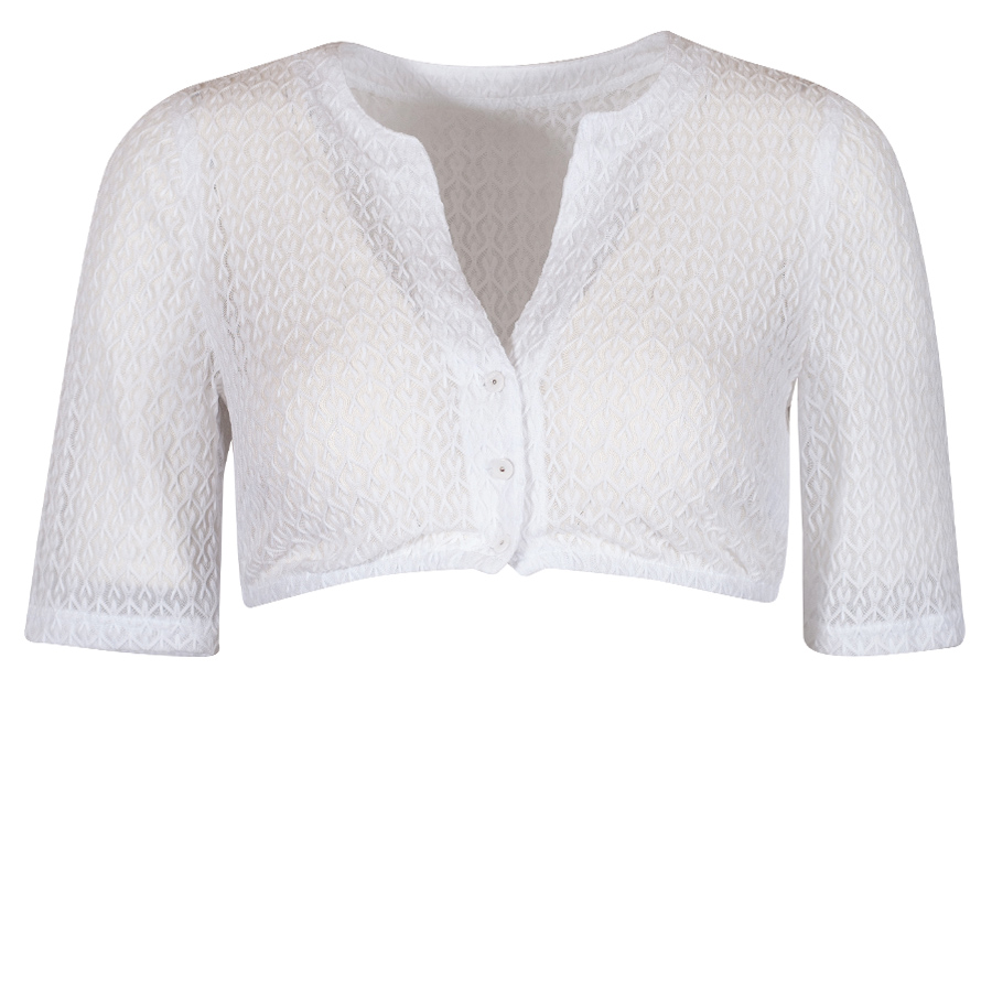 Waldorff Dirndlbluse Allessa weiß, V-Ausschnitt, feine Spitze, kurze Arme #1