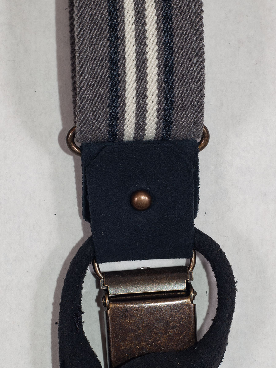 Steiner Hosenträger grau, schwarz gestreift, mit Klips und zum Anknöpfen #4