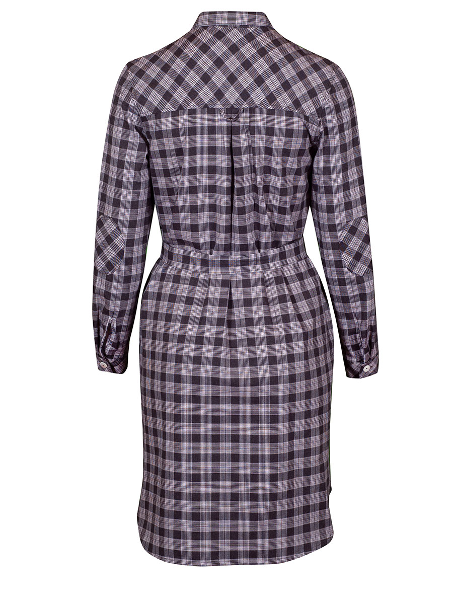 Hammerschmid Hemdkleid Zellersee, schwarz kariert, Stoffgürtel #3