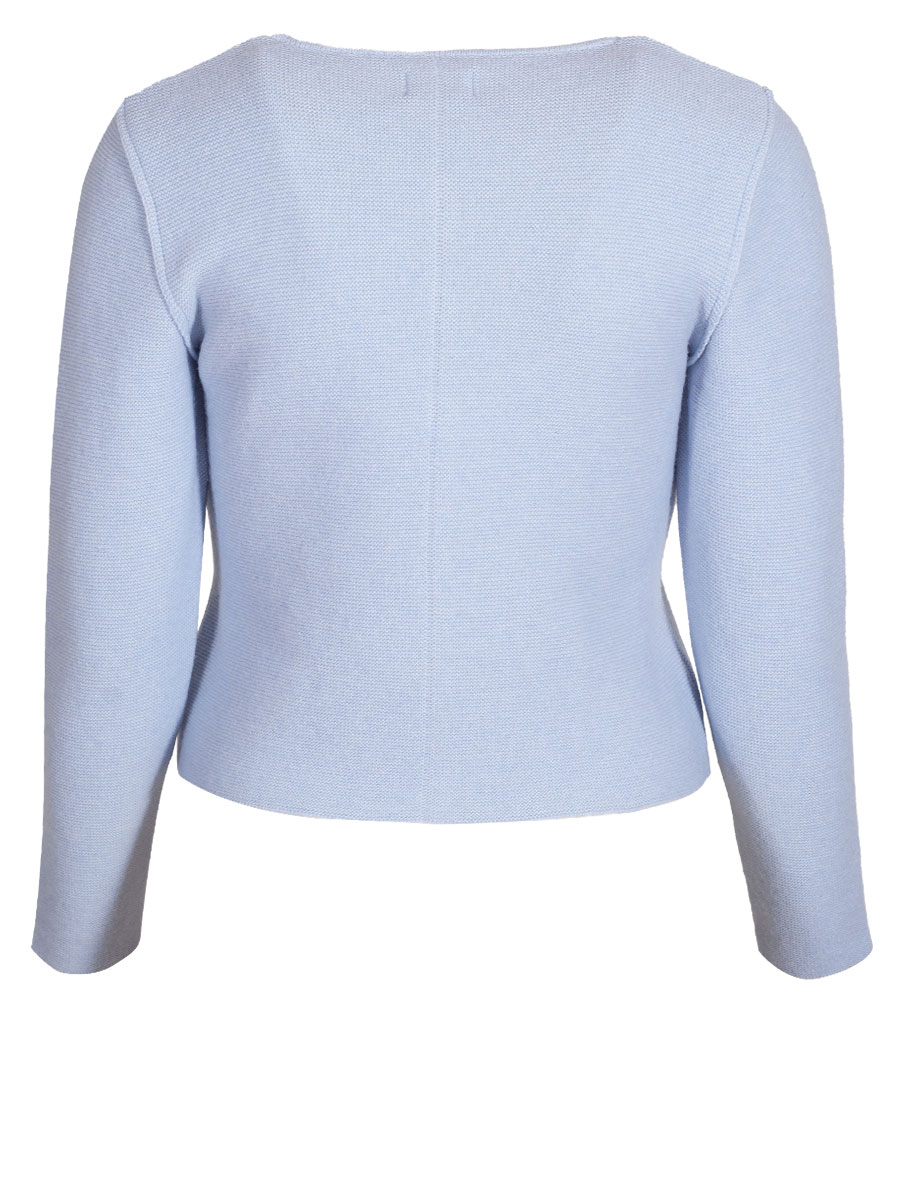 Heidi Strickjacke, sanftblau, Perlmuttknöpfe, glatt gestrickt, fein #2