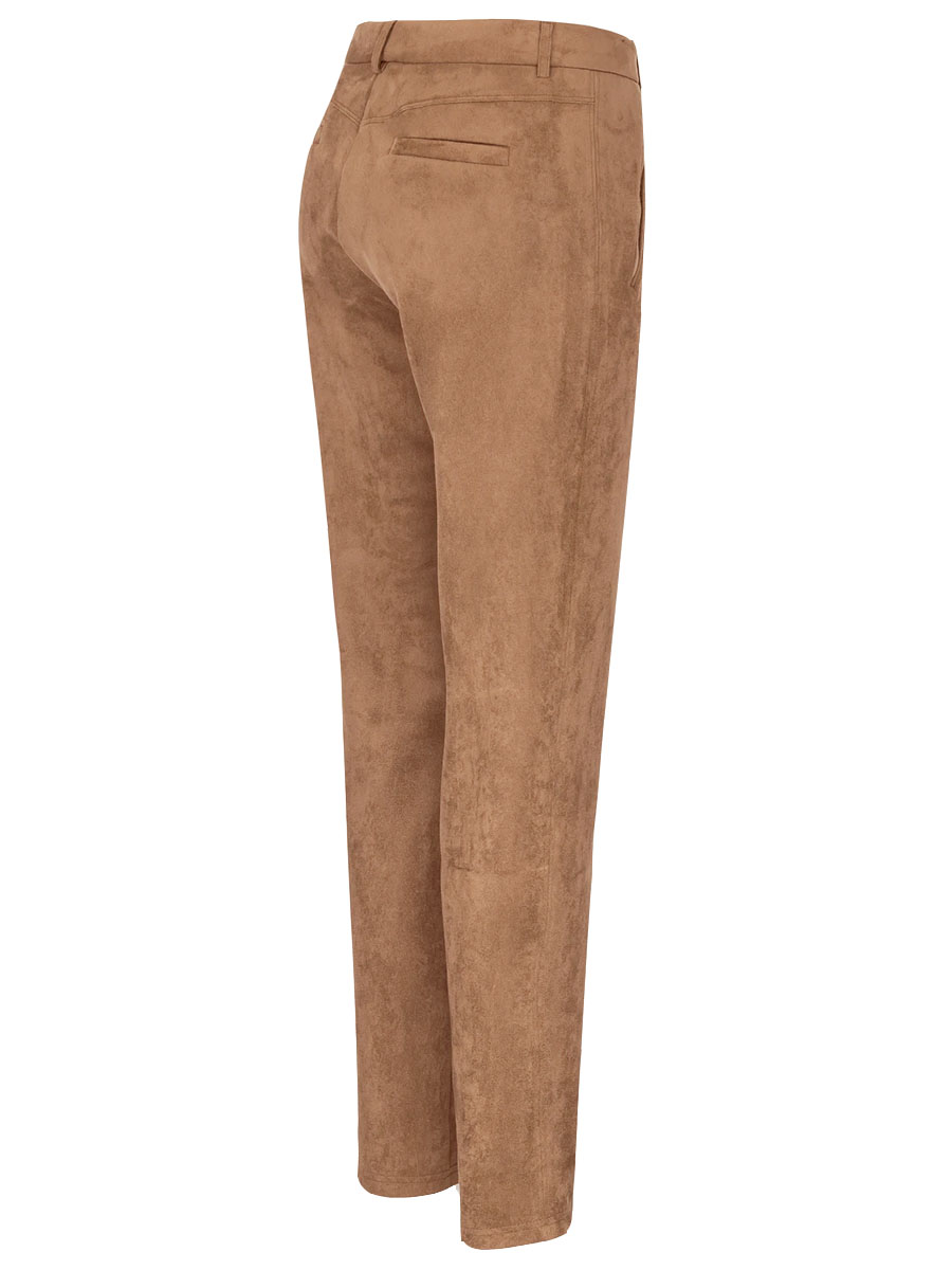 Von & Zu Skinny Hose, Velour Kunstleder, camel #2
