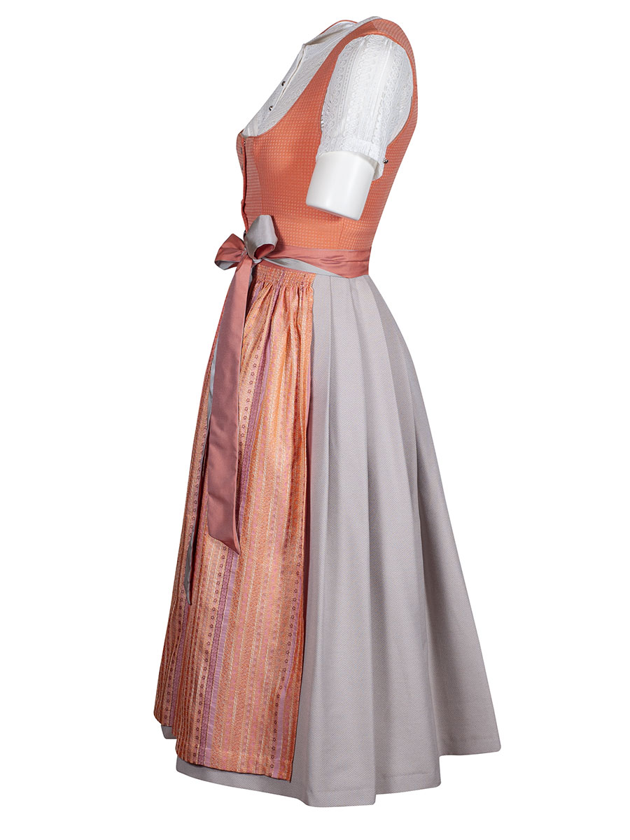 hausg'macht Pillersee Baumwolldirndl, orange-grau, 80lg #2
