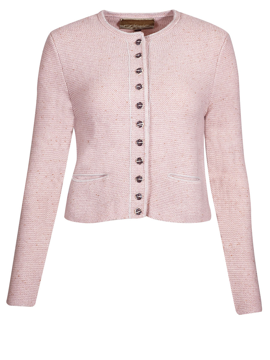 fei scho schee Strickjacke, rose, Einfassung in ecrue, kurz #1