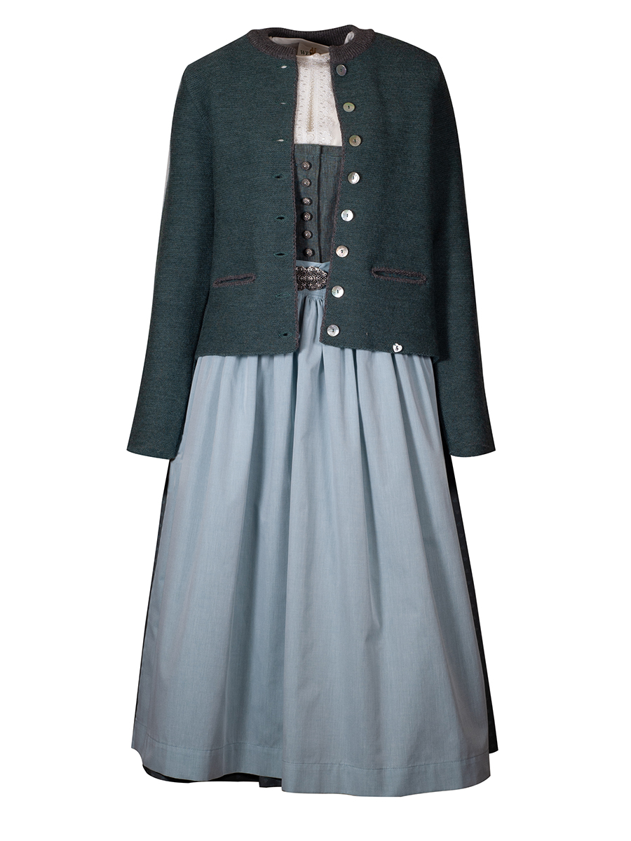 hausg'macht Leinendirndl Pillersee, türkis, Schürze mit Schließe, 80lg #2