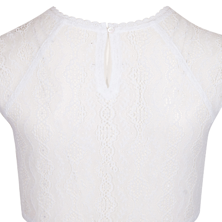 Waldorff Dirndlbluse, weiß, Spitze, transparent, hochgeschlossen, Flügelarm #2