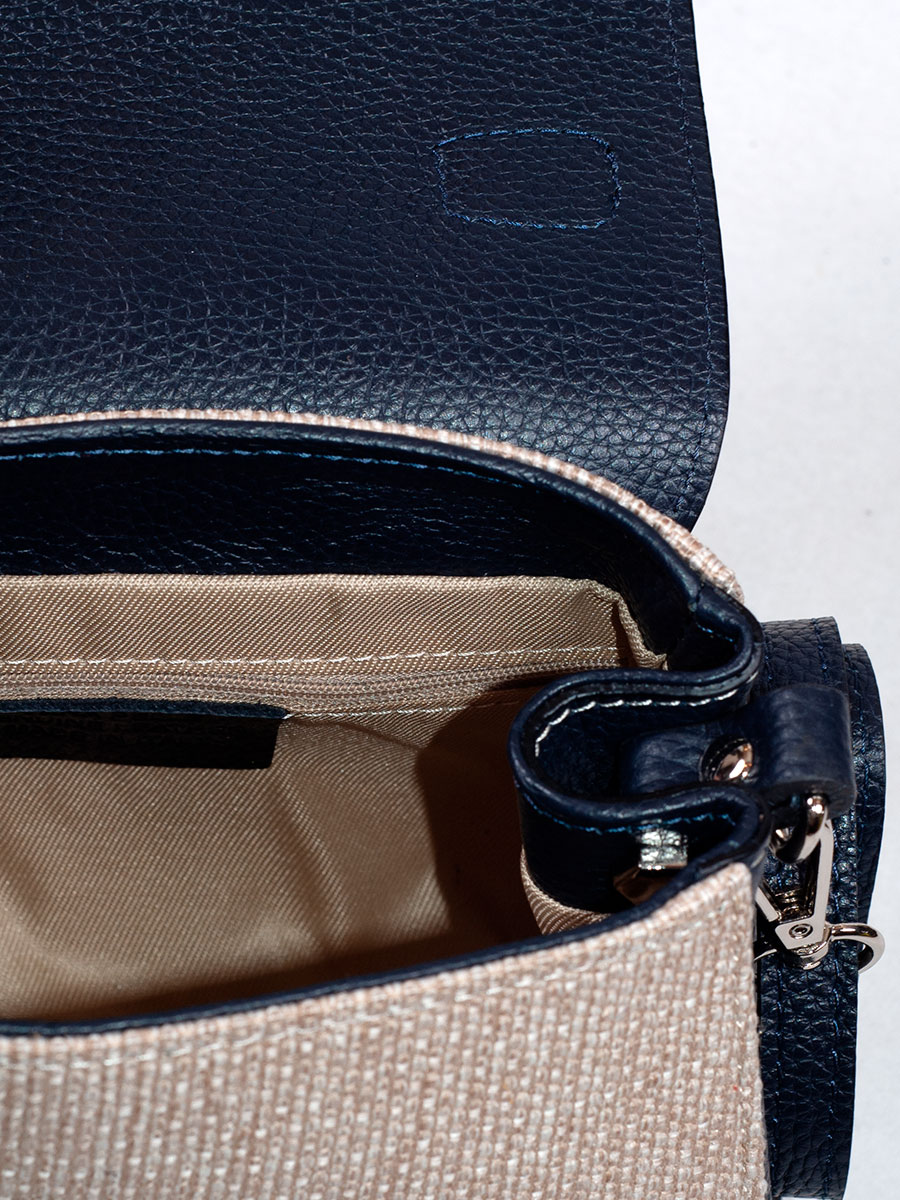 Steiner Luise Handtasche Basti, blau, geprägtes Leder/Leinen #4