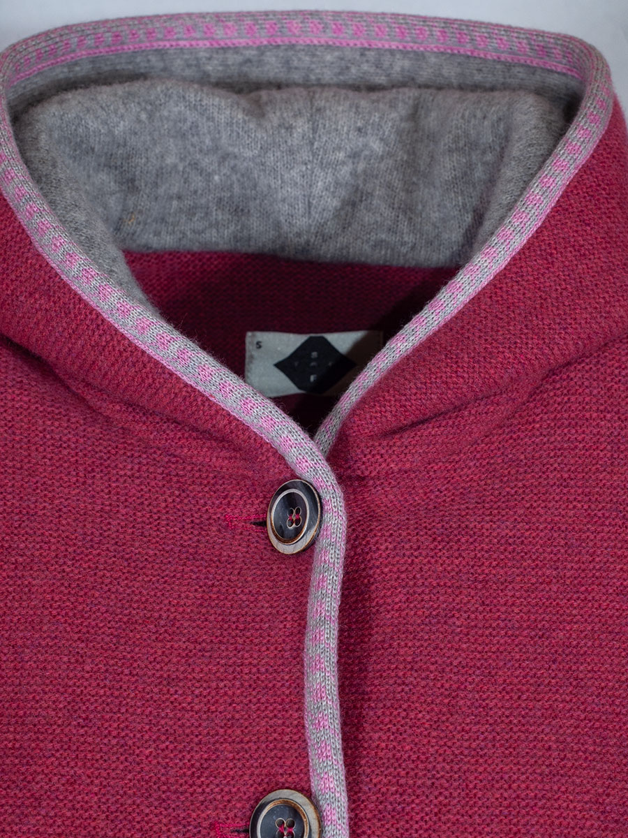 Stapf Strickjacke Malwine, clematis, rosa Abschlüsse, mit Kapuze #2