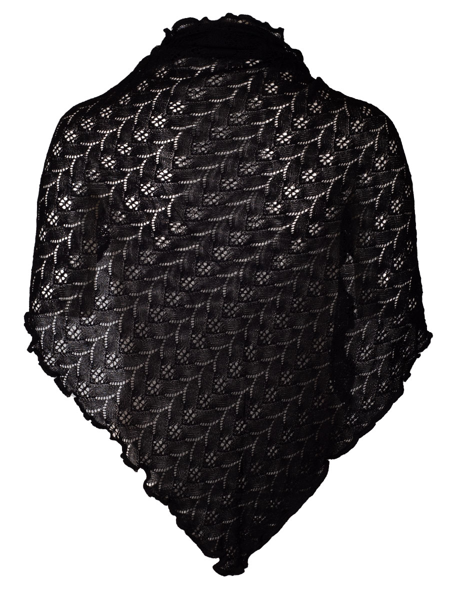 Wenger Strickstola Sofia, schwarz, Lochmuster, gewellter Abschluss #3