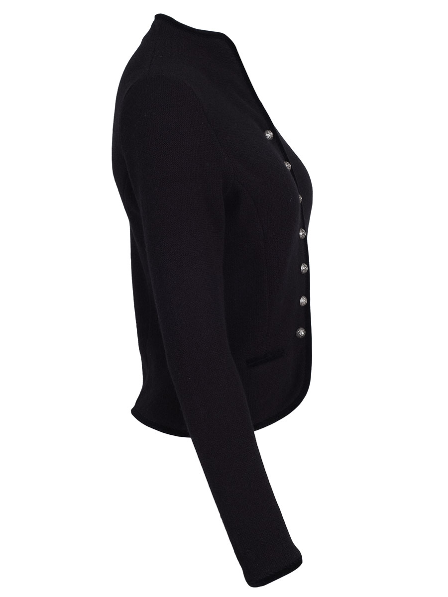 Astrifa Strickjacke Bairach, schwarz mit Samteinfassung, Kelchkragen, elegant #2