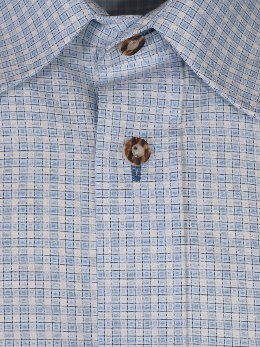 Waldorff Herrenhemd, hellblau, kariert, Liegekragen, durchgeknöpft, Slim #2