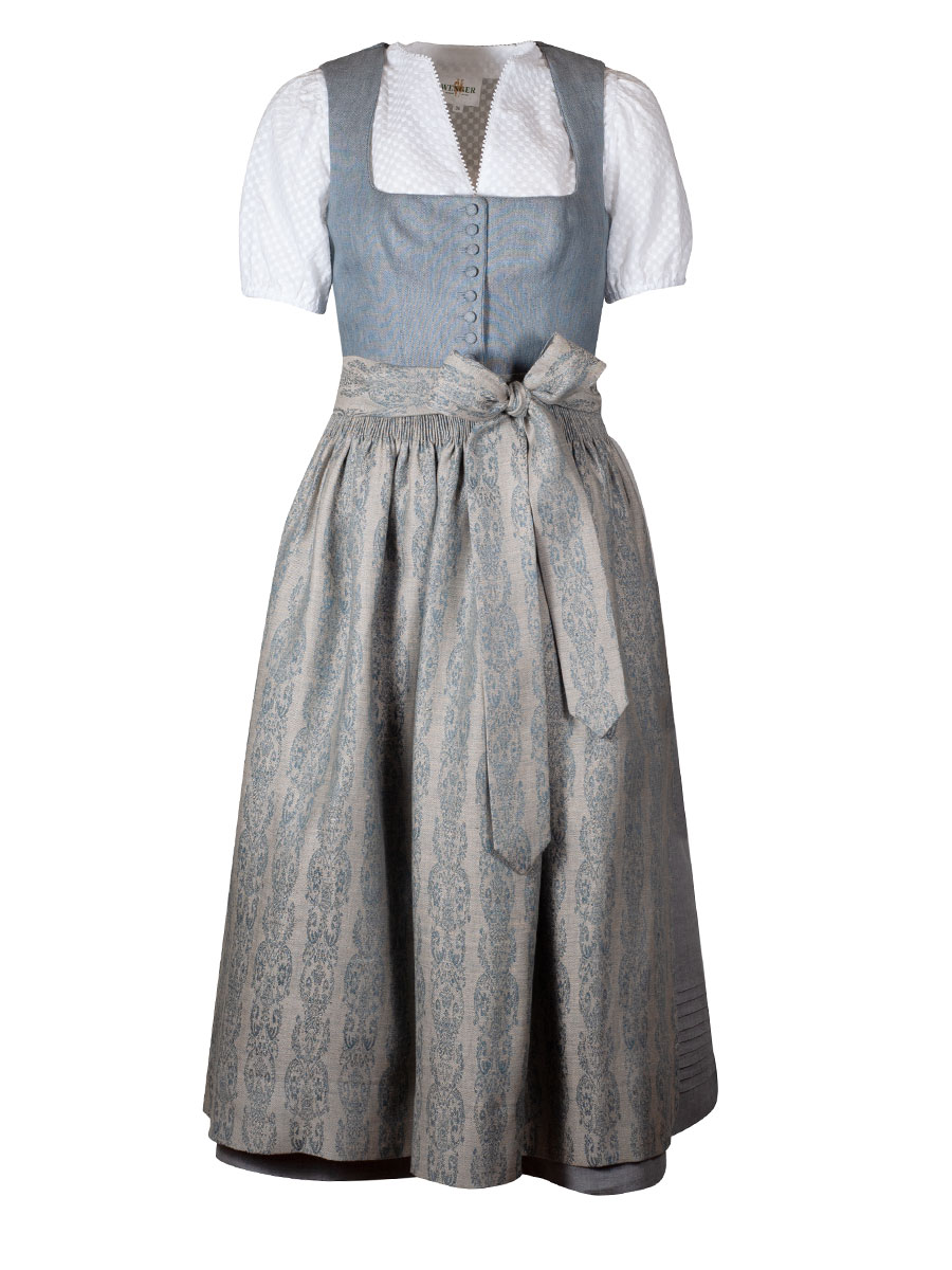 Gottseidank Leinendirndl Monika, atlantik-nebelblau, hochwertig, festlich, 80cm #1