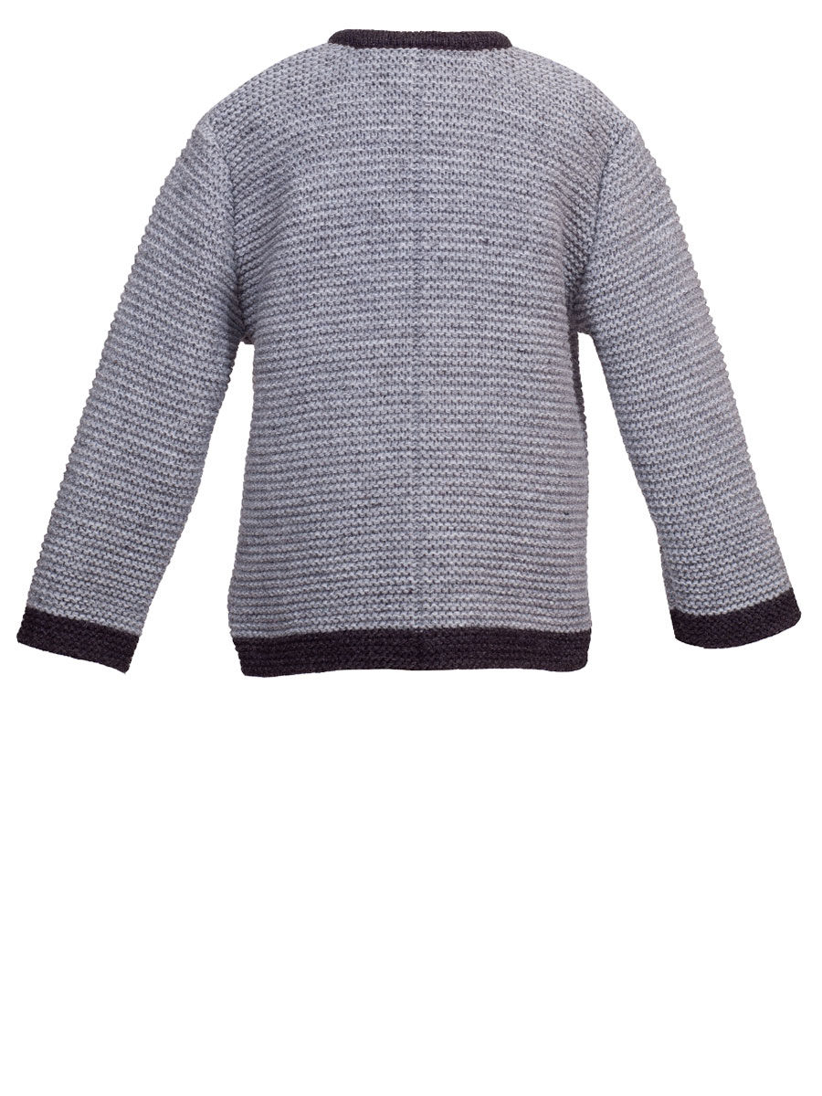 Ederer Kinderstrickjacke, Buben, hellgrau, dunkelgraue Einfassung #3