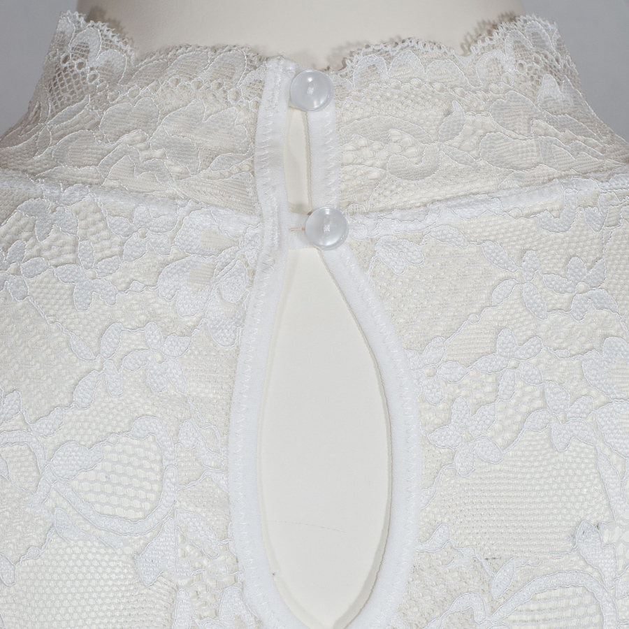 Susa Dirndlbluse ecrue, hochgeschlossen, Spitze, Langarm #4