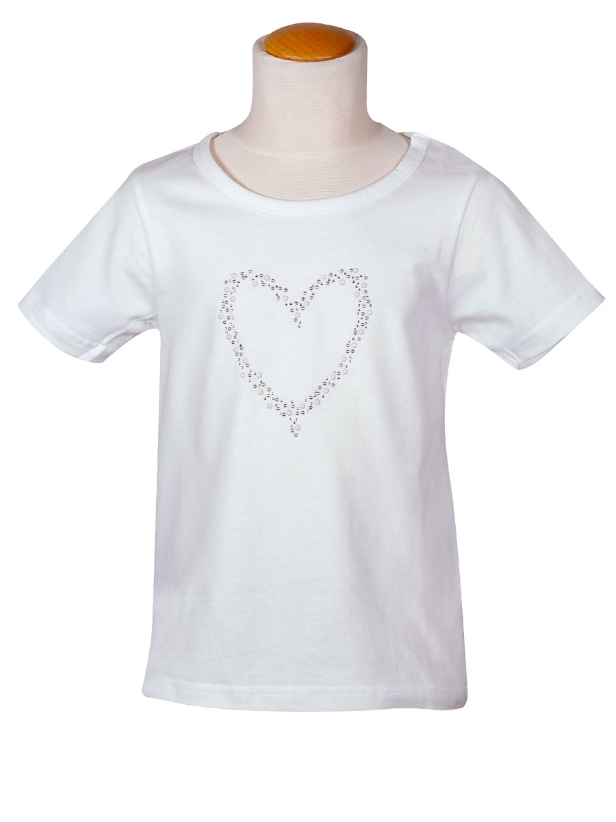 Ederer T-Shirt, Mädchen, weiß, Herzmotiv aus Strasssteinchen #1