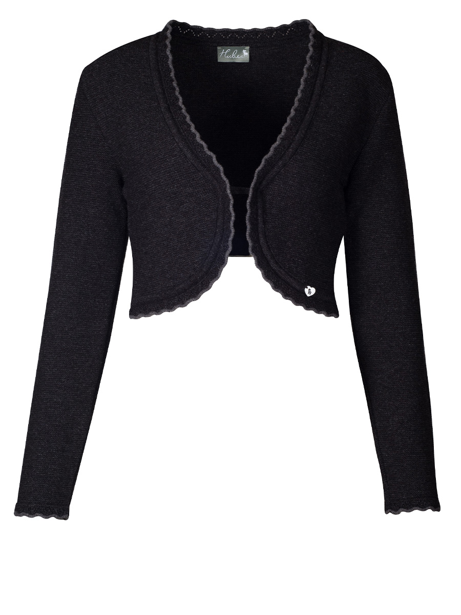 Huber Strick-Bolero Olga, anthrazit, steingraue Einfassung #1