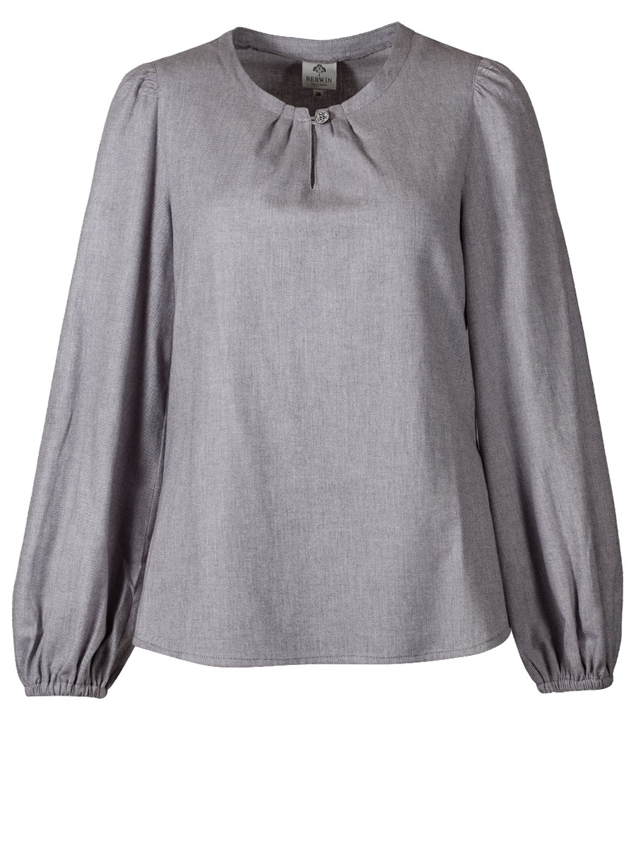 Berwin & Wolff Flanellbluse mittelgrau, weite Arme #1