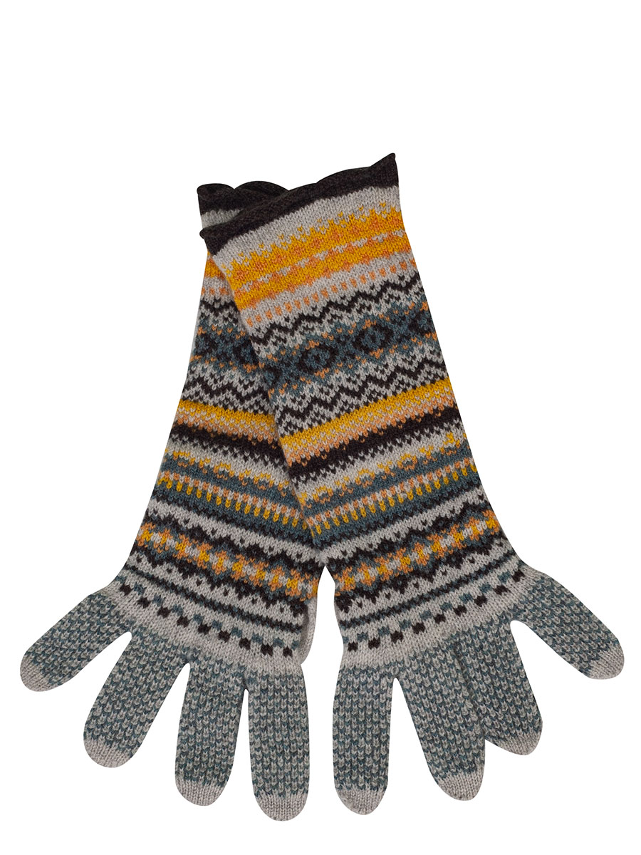 Eribè Knitwear Glove Alpine, Strickhandschuhe, kelpie, gelb-graublau #1