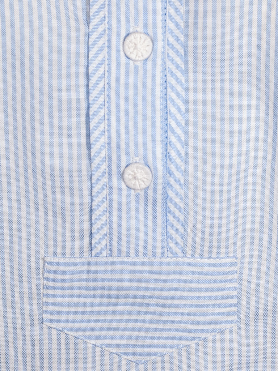Wallmann Damenbluse, hellblau gestreift, Pfoad, Langarm, Stehkragen #3
