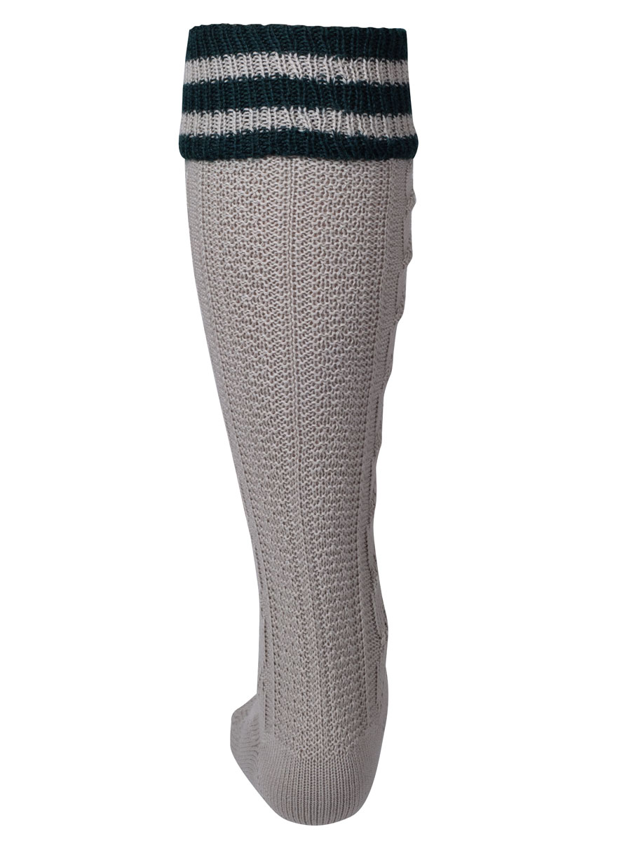 Lusana Umschlagstrumpf grau mit tanne, mit Zöpfe #2