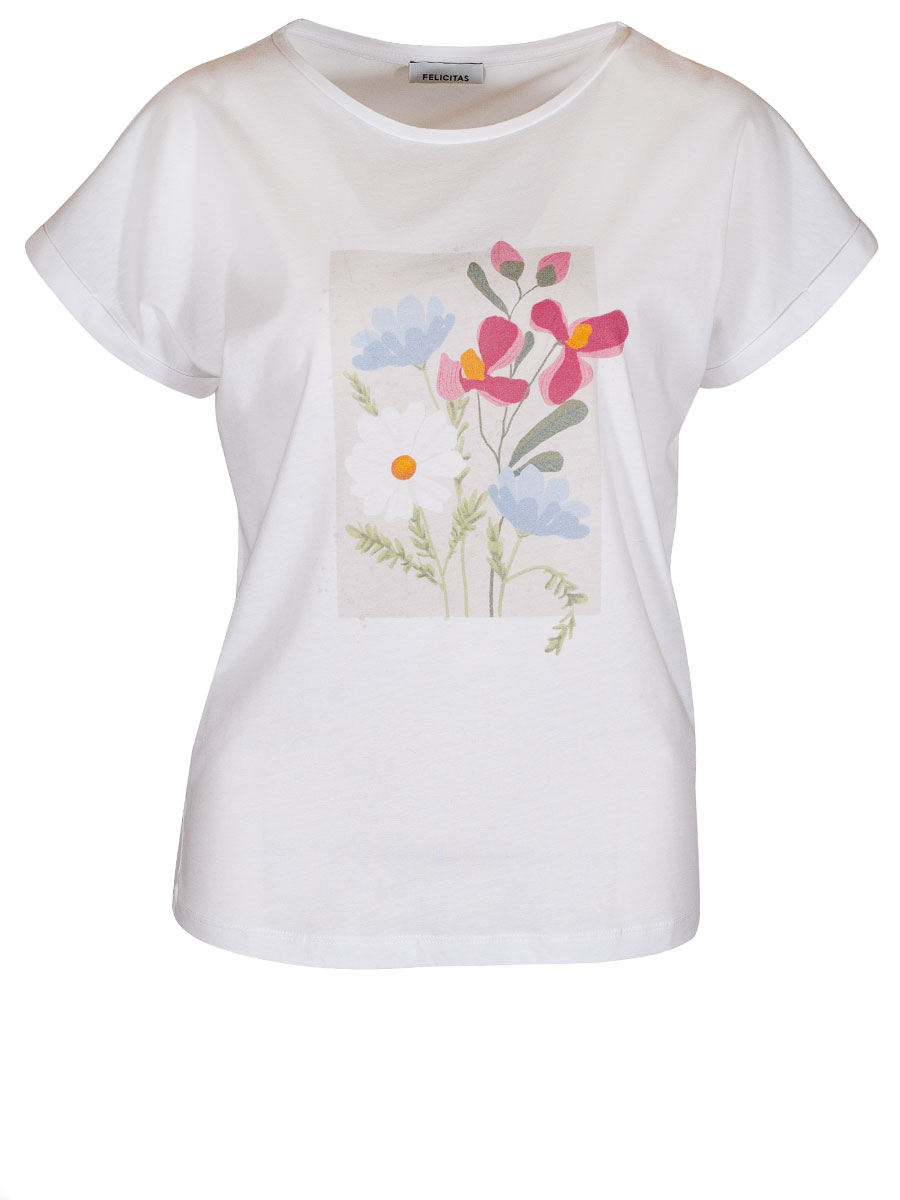 Feli und Hans Sylvie T-Shirt, weiß, Fotoprint Blumen #1