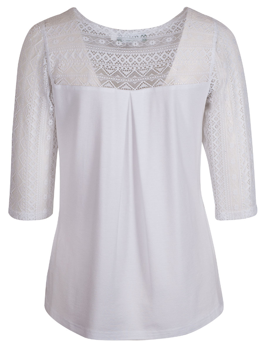 Country Line Blusenshirt 3/4-Arm, weiß, Stretch, elegant, Rundhals, Spitze #2
