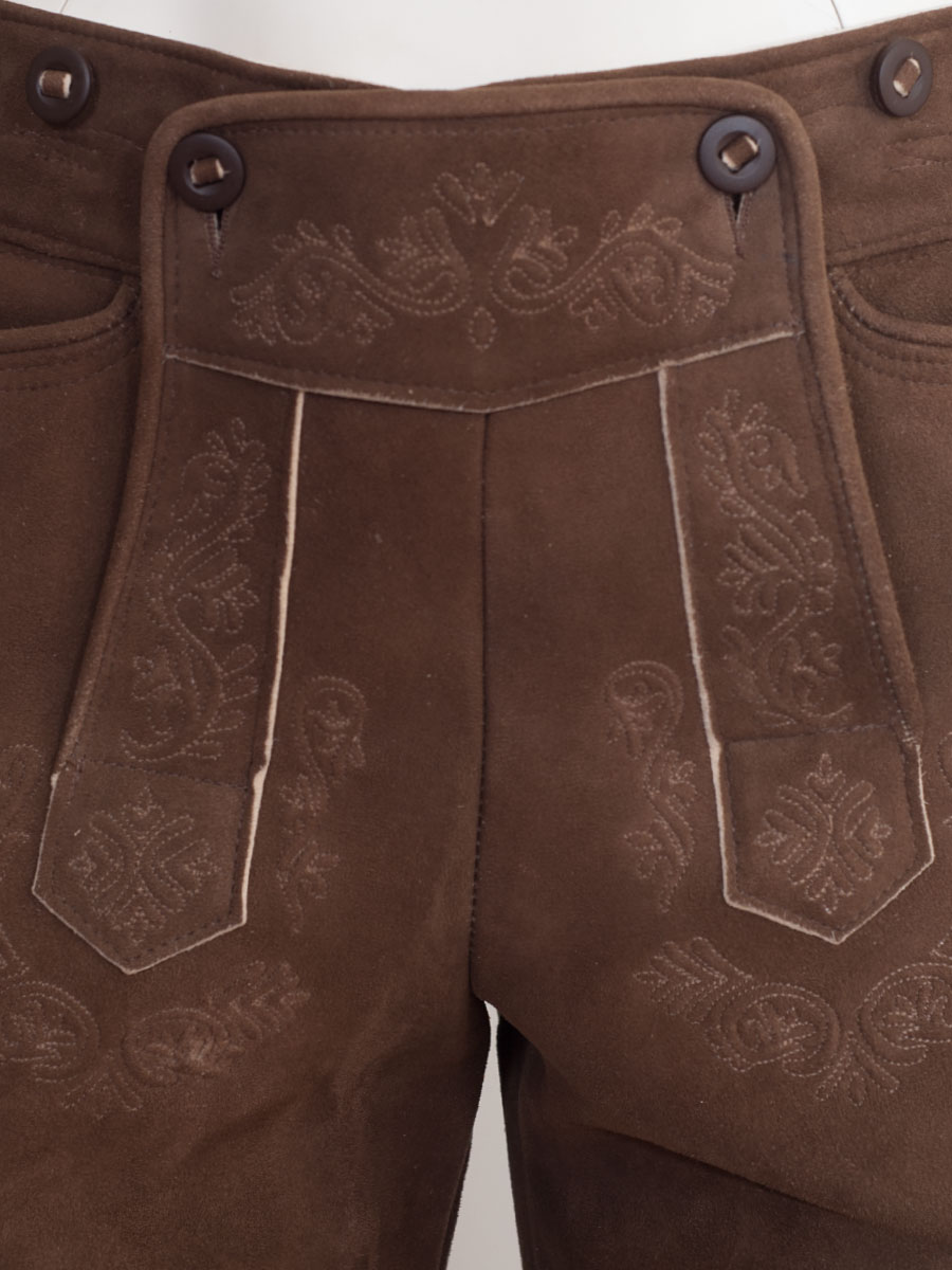 Kniebundlederhose Kreuth altbraun, Hirsch #4